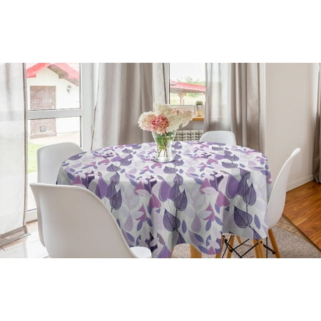 

Floral Round Tablecloth Foliage Leaves in Purple Tones Soft Leafage Vintage Abstract Nature Plants Circle Table Cloth Cover for Dining Room Kitchen Decor 60 Lavender Lilac Beige by Ambesonne