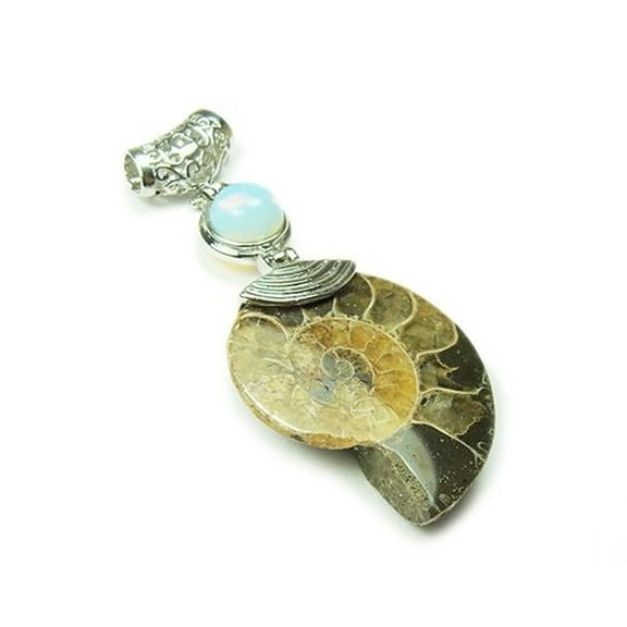 30x60mm Ammonite Pendant With Opalite Stone For Jewelry Making