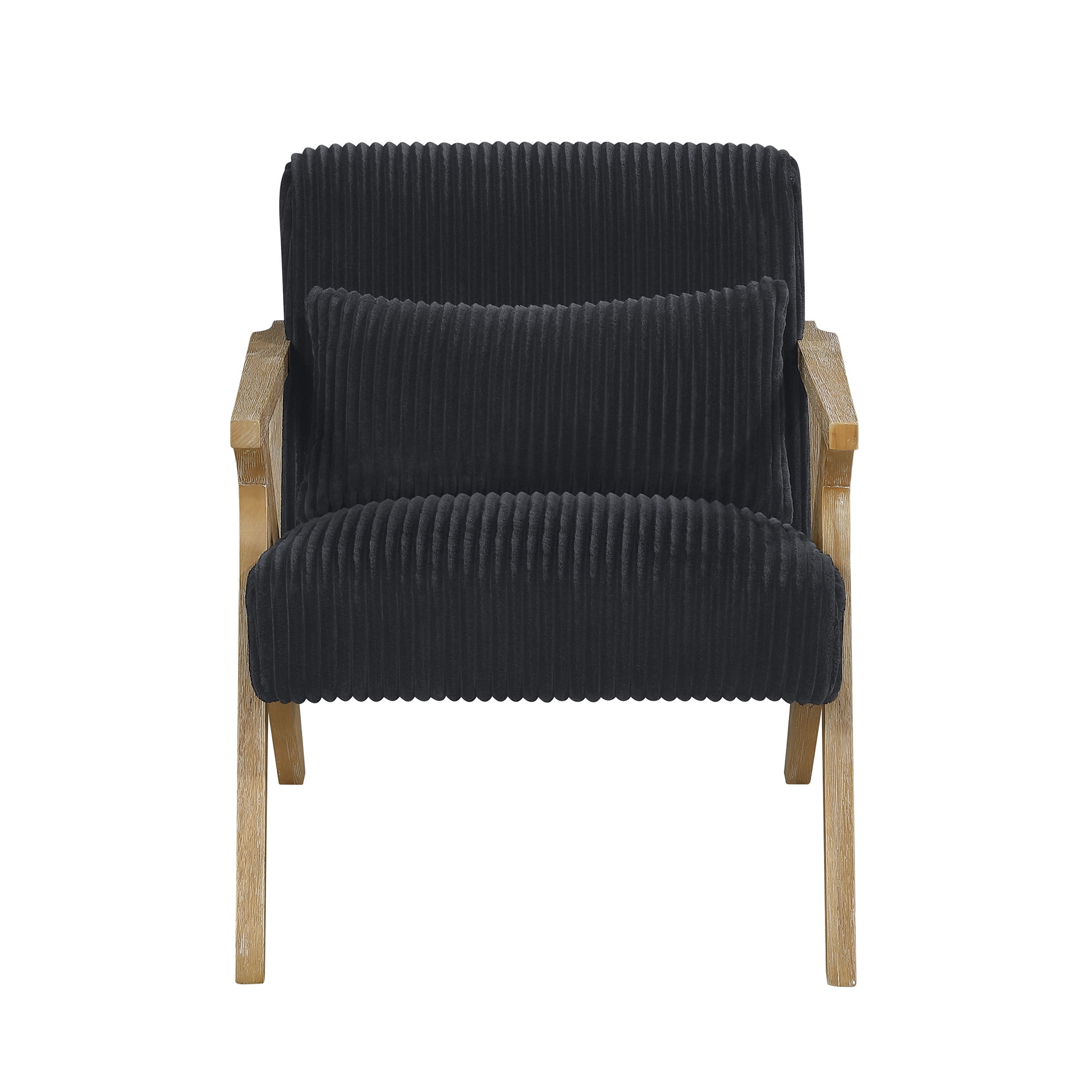 OakvillePark Papyrus Solid Rubberwood Frame Corduroy Accent Chair, Black