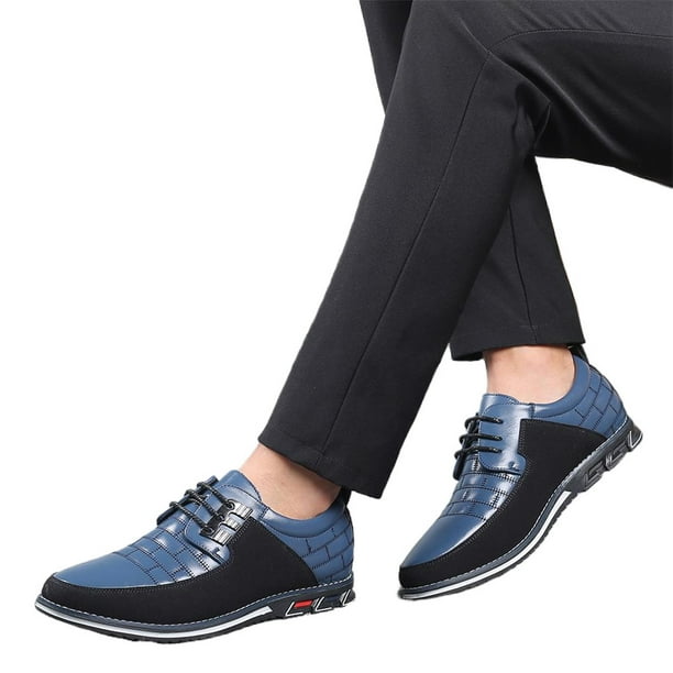 Zapatos Casual Vestir Cgtredaw para Hombres Pisos Oficina Transpirables Azul 46