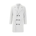 thumbnail image 2 of Manxivoo Mens Trench Coat Winter Warm Solid Pocket Woolen Coat Men's Thick Coat Men's Mid Length Trench Coat Men White L, 2 of 4