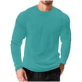 thumbnail image 5 of USNSM Men's Big and Tall Long Sleeve Shirts, Waffle Crew Neck Loose Casual Solid Color T-shirt Sports Top Lightweight Slim Fit Undershirts Blue XL, 5 of 5