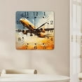 thumbnail image 4 of 16 Inch Wall Clock Battery Operated Square Clock for Office, Kitchen, Outdoor, Living Room,Airliner Cloud Plane Sunset Adorable, 4 of 4