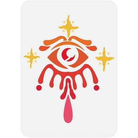 Evil Eye Painting Stencil 8.3x11.7inch Reusable The Eye of Evil Pattern Drawing Template DIY Art Witchy Sigil Decoration Stencil for Painting on Wood Wall Fabric Furniture Mixed Color DIY