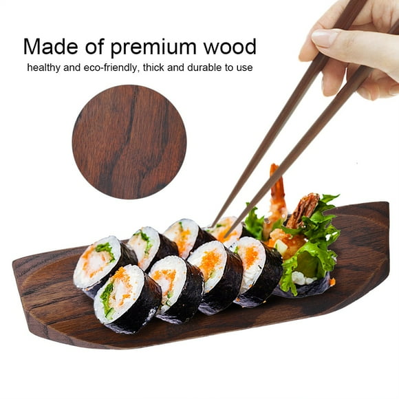 Sushi Tray, Wooden Serving Tray Dining Tray for Home Cafe Bakery Sushi Restaurant 17x6cm