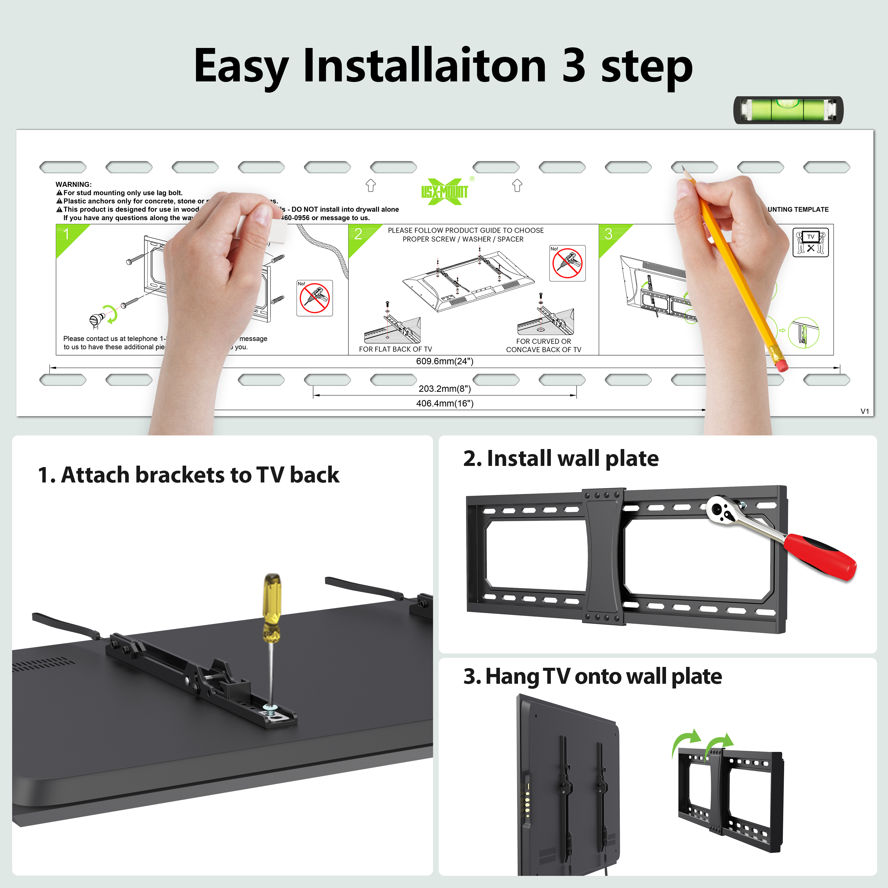 USX MOUNT Large Tilting TV Wall Mount 37–95 Inches photo 4
