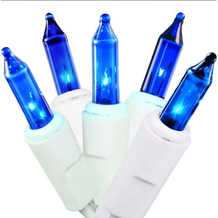 Set of 35 Blue Mini Christmas Lights - White Wire - Walmart.com
