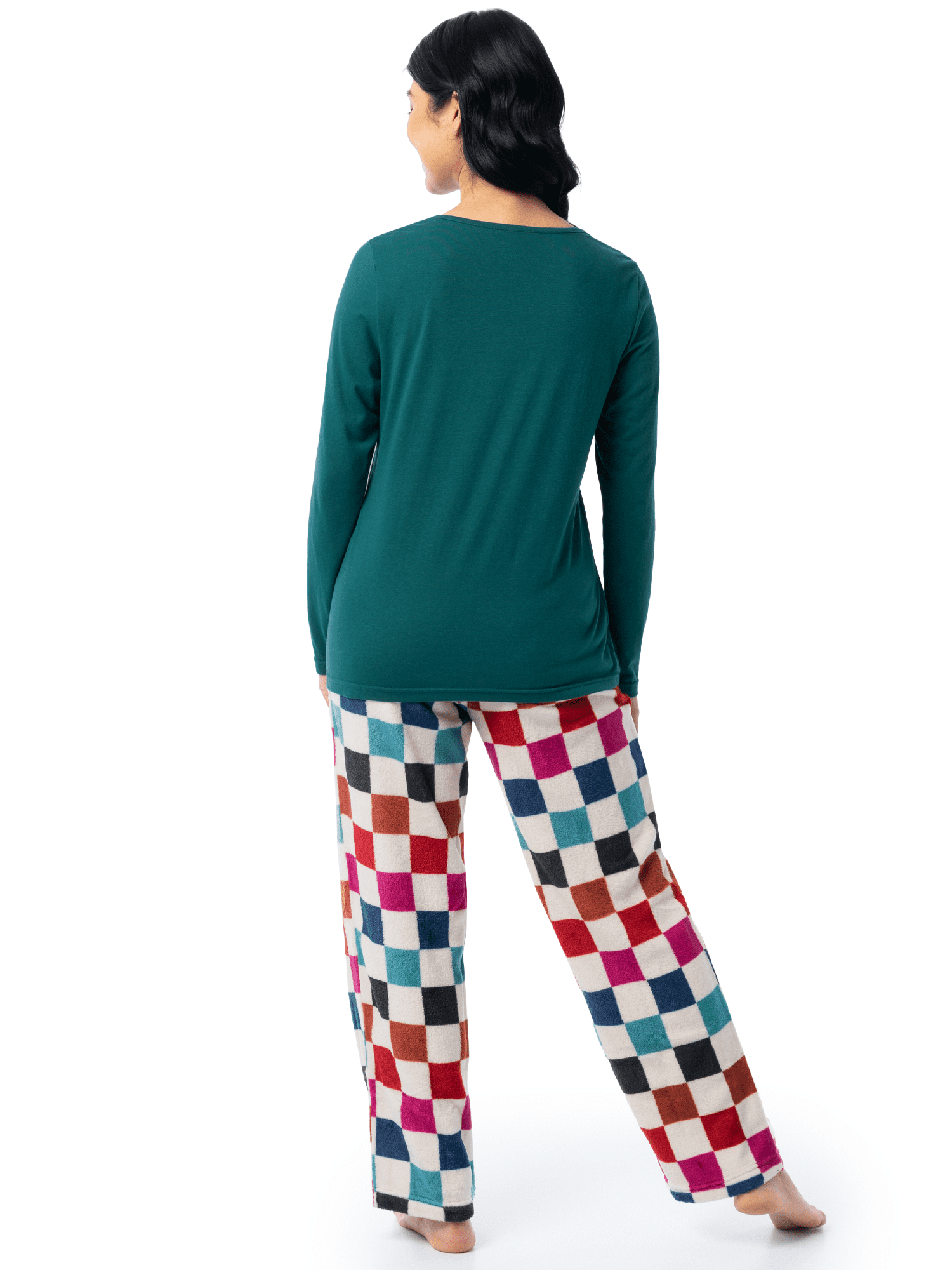 Fruit of the Loom Women's Beyond Soft Long Sleeve Top & Fleece Bottom Pajama Set, Sizes S-4X