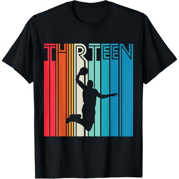 13th Birthday Basketball Lover Gift 13 Years Old Retro T-Shirt