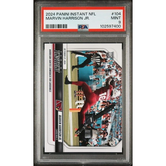 Graded 2024 Panini Instant NFL Marvin Harrison Jr #104 Rookie RC Football Card PSA 9 Mint