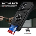 thumbnail image 1 of For Apple iPhone 16 Pro Max Phone Case with Finger Ring Holder Kickstand, Card Slots，Heavy Duty Shockproof Rugged Protective Working with Magnetic Car Phone Mount,Black,For iPhone 16 Pro Max, 1 of 7