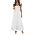 thumbnail image 2 of Women's Summer Maxi Dresses Casual Floral Sleeveless V Neck Boho Beach Vacation Swing Dress with Pockets EVF White M, 2 of 6