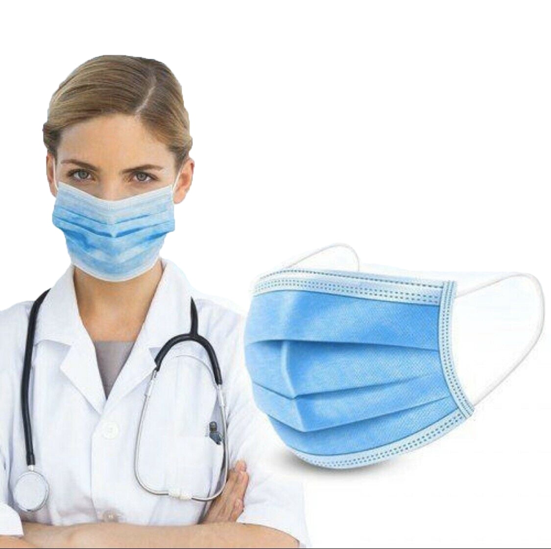 50 PCS Protective Disposable Face Mask Mouth Cover Easy Wear Fit