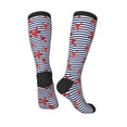 thumbnail image 4 of Daiia Sports Socks Starfish Navy Blue Stripe Printed Novelty Crew Socks for Men Women Knee High Socks Cotton Socks Soft & Breathable Support Unisex Socks, 4 of 9