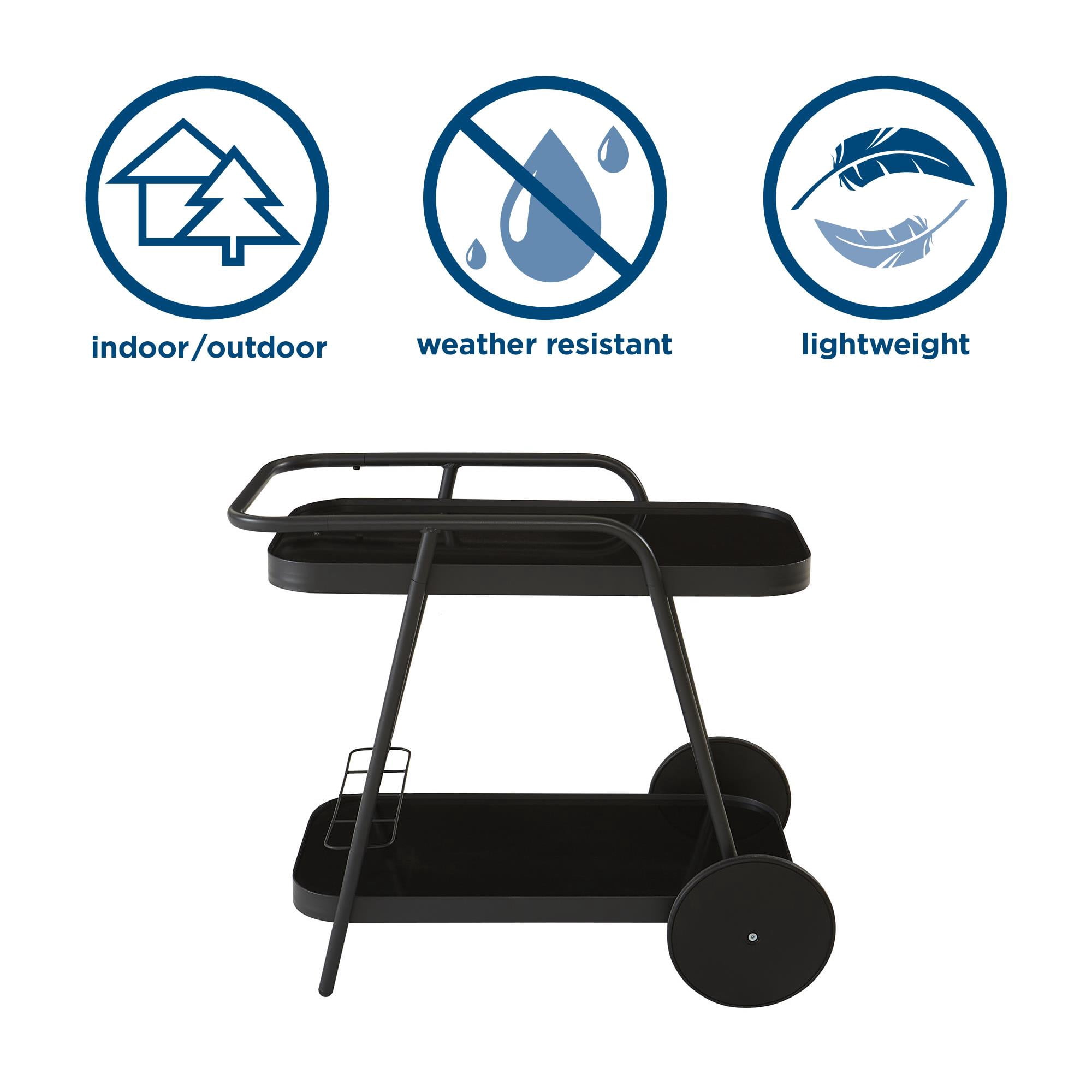 Novogratz Poolside Collection, Barbie Outdoor Bar Cart, Aluminum, Charcoal