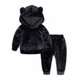 thumbnail image 1 of Ropa Para Niñas Pequeñas, Atuendo Para Niños Pequeños, Suéter Con Capucha De Terciopelo Dorado Para Otoño E Invierno, Top De Manga Larga, Pantalones Informales, Traje Negro Odeerbi LM103-6994, 1 of 8