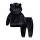 thumbnail image 1 of Ropa Para Niñas Pequeñas, Atuendo Para Niños Pequeños, Suéter Con Capucha De Terciopelo Dorado Para Otoño E Invierno, Top De Manga Larga, Pantalones Informales, Traje Negro Odeerbi LM103-6994, 1 of 8
