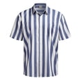 thumbnail image 4 of XDZJLR Men Shirts Casual Short Sleeve Button Down Striped Stylish Summer Beach Tee, 4 of 4