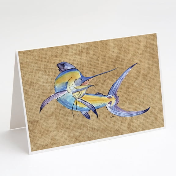 Blue Marlin Greeting Cards and Envelopes Pack of 8
