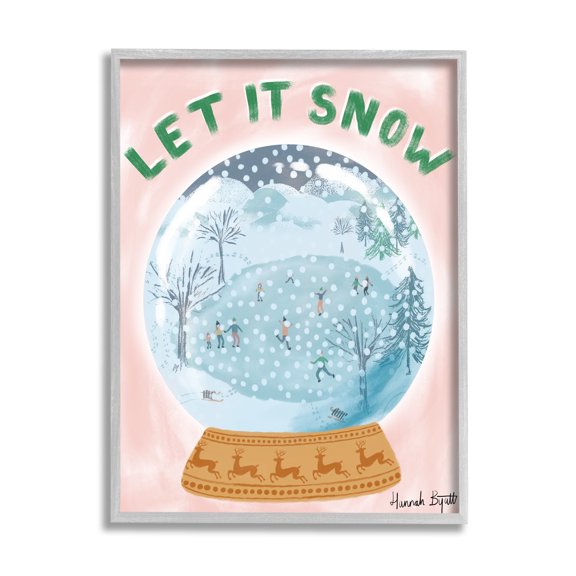 Stupell Industries Let It Snow Globe Holiday Painting Gray Framed Art Print Wall Art, 16 x 20
