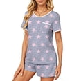 thumbnail image 4 of UVN Pajamas Sets for Women 2 Piece Lounge Set Short Sleeve Tops and Shorts Soft Pj Set Sleepwear Loungewear, 4 of 9
