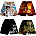 thumbnail image 2 of Pantalones cortos con estampado digital 3D de anime ONE Piece Monkey D Luffy Roronoa Zoro Ace Edward Newgate Kaidou, pantalones cortos casuales holgados para playa, 2 of 5