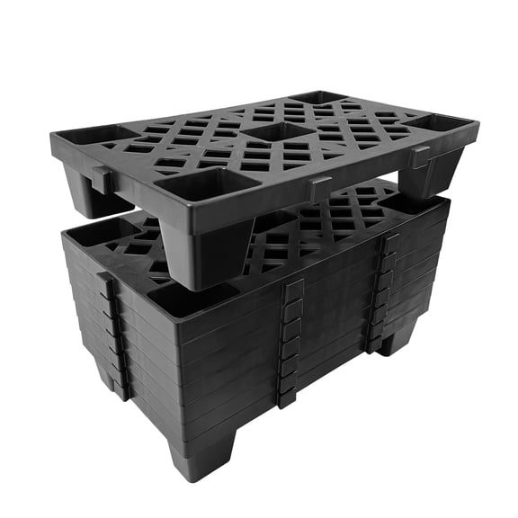 Gaderth Black Plastic Pallets, Interlocking & Nestable Floor Tiles, Nestable Polyethylene Pallets, Heavy Duty HDPE Grid Pads for Garage, Basement, Warehouse, 19.7" x 11.8" x 3.9"