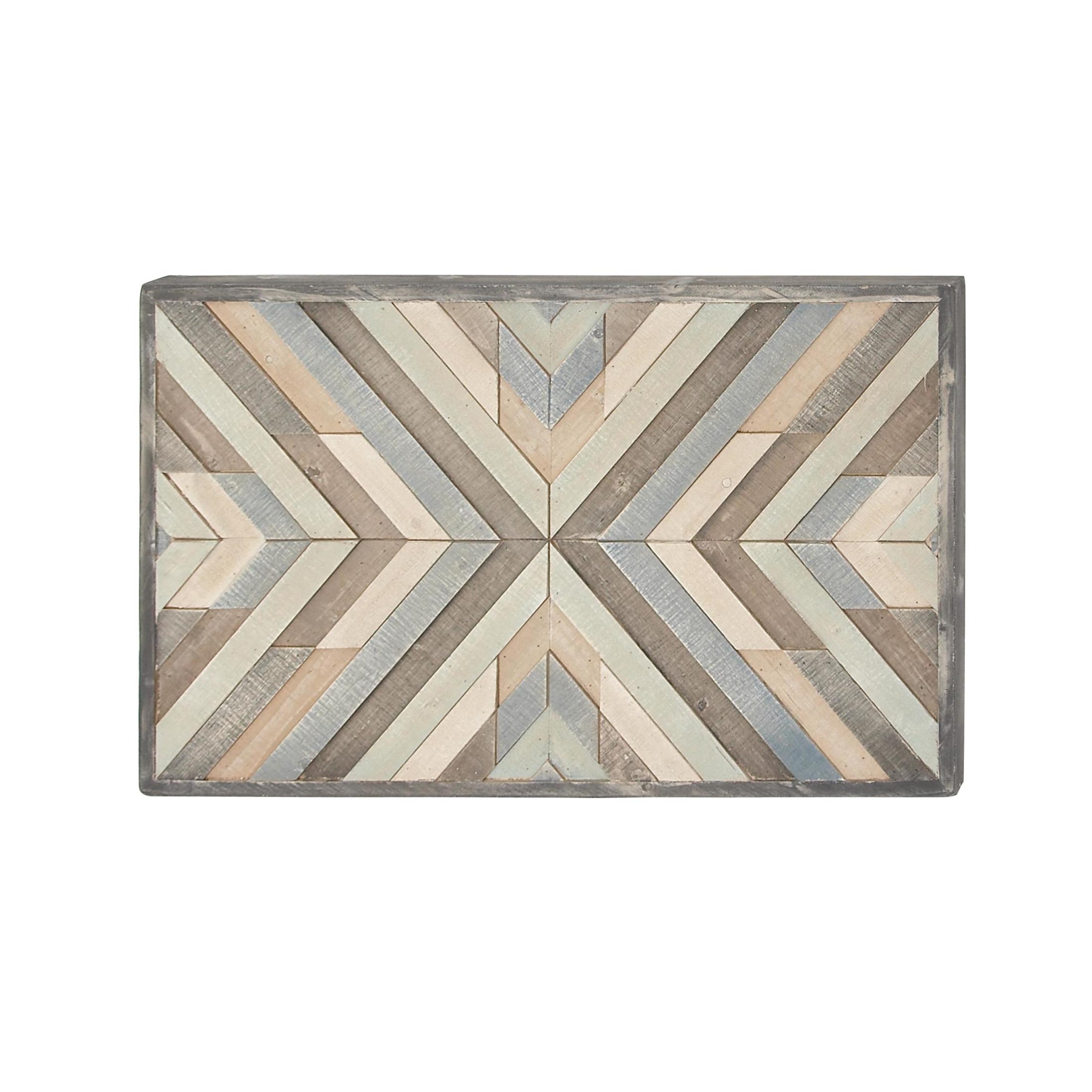 DecMode Multi Colored Wood Handmade Southwestern Inspired Arrow Panel Geometric Wall Decor with Blue Tones