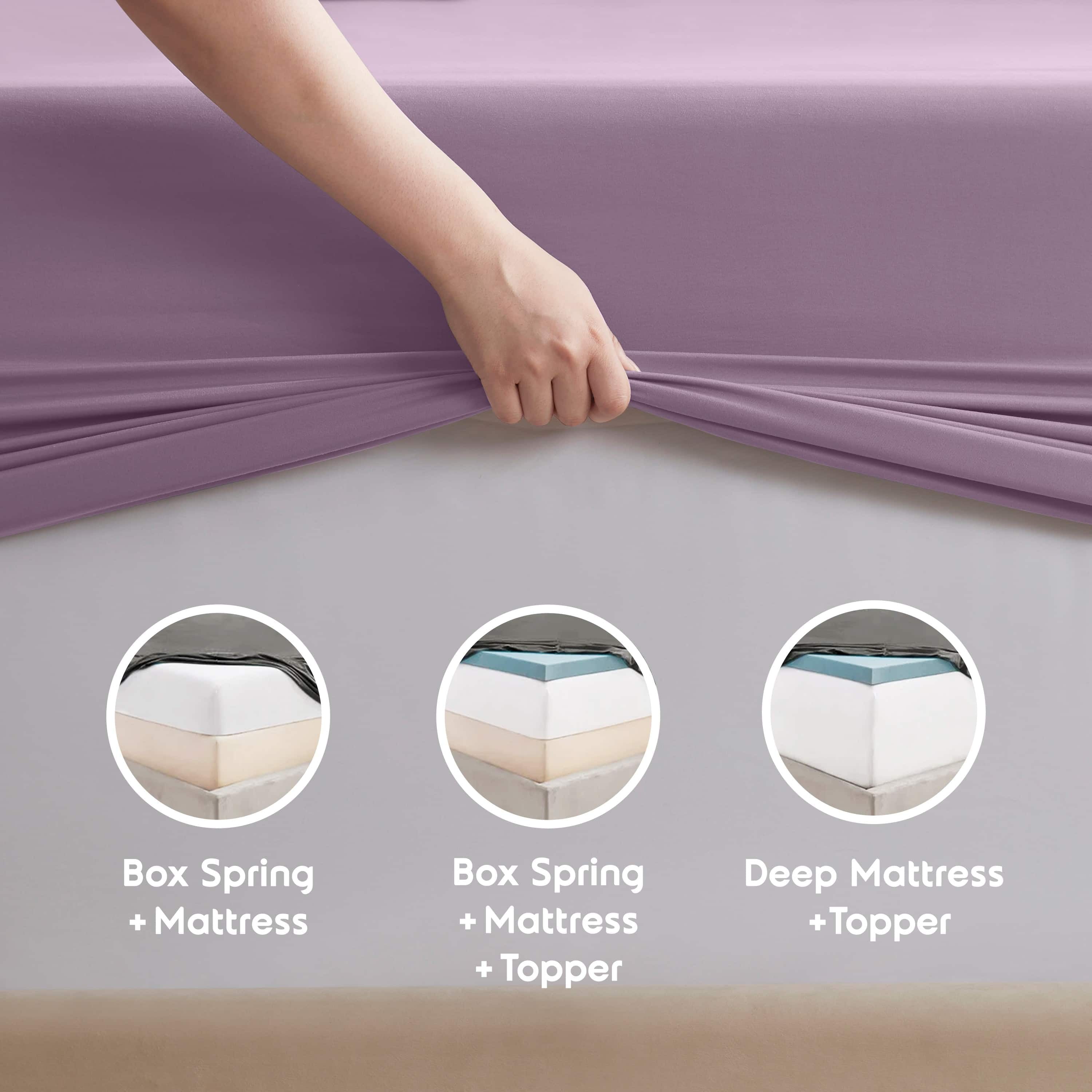 LammaLoe Extra Deep Pocket Split King Sheets set, Fits 18"-24" Mattress, 7 Piece Soft Microfiber Bed Sheet Sets, Lavender Dream