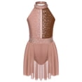 thumbnail image 4 of Kaerm Robe de Danse Lyrique Sans Manches pour Filles, Robe de Patinage Artistique, Justaucorps de Gymnastique Café 12, 4 of 7