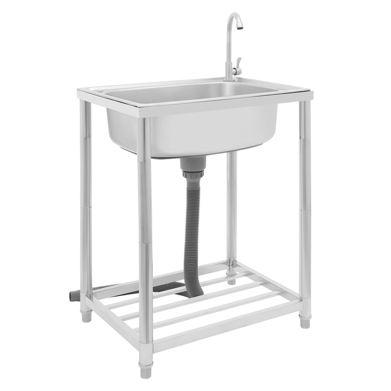 Kitchen Sink, Stainless Steel Sink, Free Standing Single Bowl Sink for Homes, Outdoors, Restaurants, Laundry Rooms, Basements