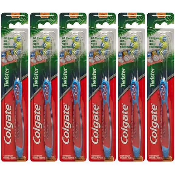 (6 Pack) Colgate Twister Soft Toothbrush with Tongue Cleaner