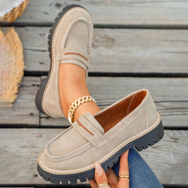 Mevxay Mocassins pour Femmes, Mode Décontractée Polyvalente, Bout Rond, Décolleté Peu Profond, Chaussures Plates Confortables, Jaune, Taille 9