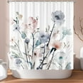 thumbnail image 2 of Watercolor Floral Shower Curtain, White Flowers Bathroom Curtains Sets, Modern Minimalist Bath Curtain, Polyester Fabric, 12 Hooks 72x72 Inches, Machine Washable, Wildflower Plant Bath Curtain Set, 2 of 6