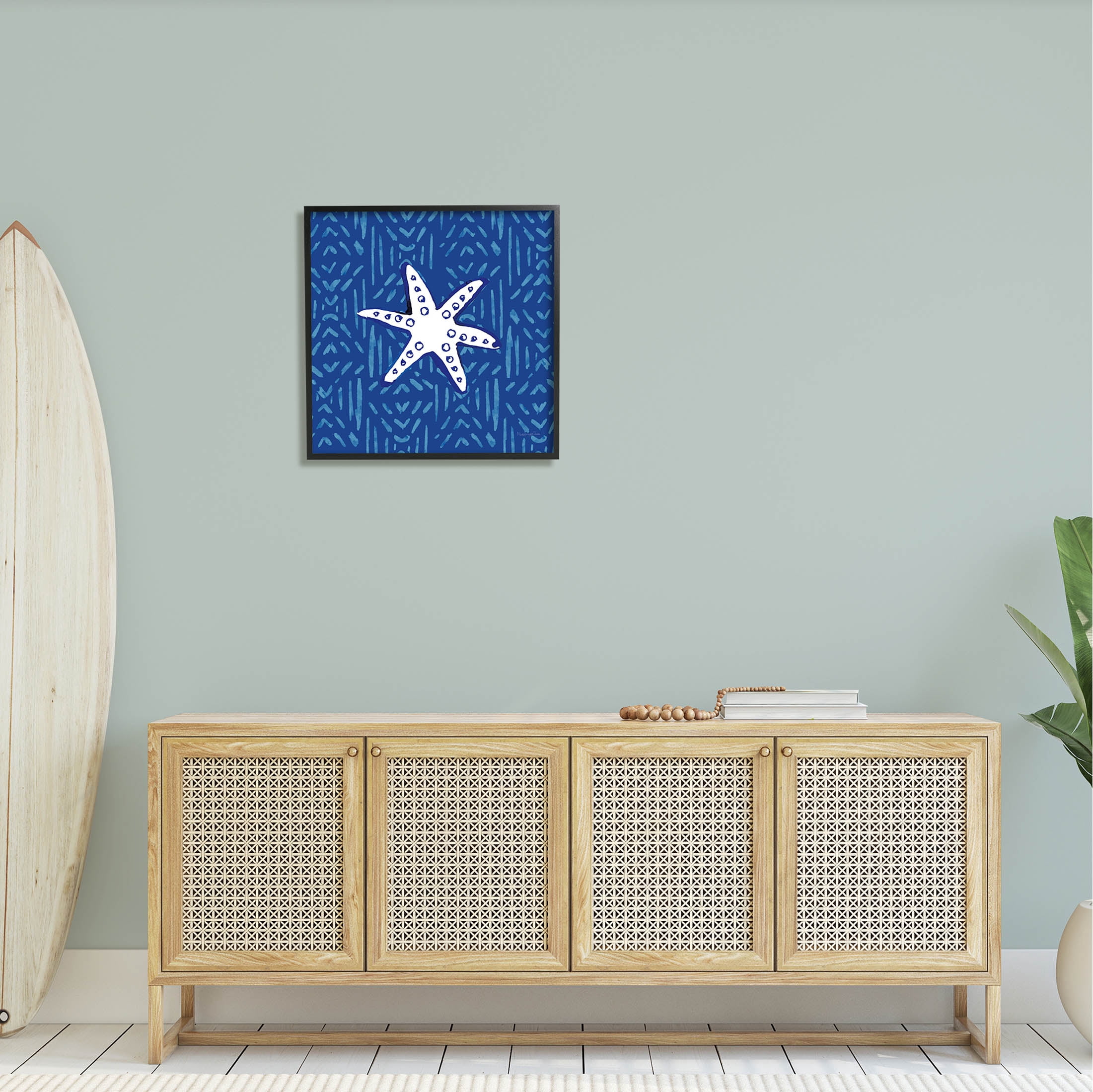 Stupell Industries Bold Starfish Coastal Beach Life Graphic Art Black Framed Art Print Wall Art, Design by Mercedes Lopez Charro