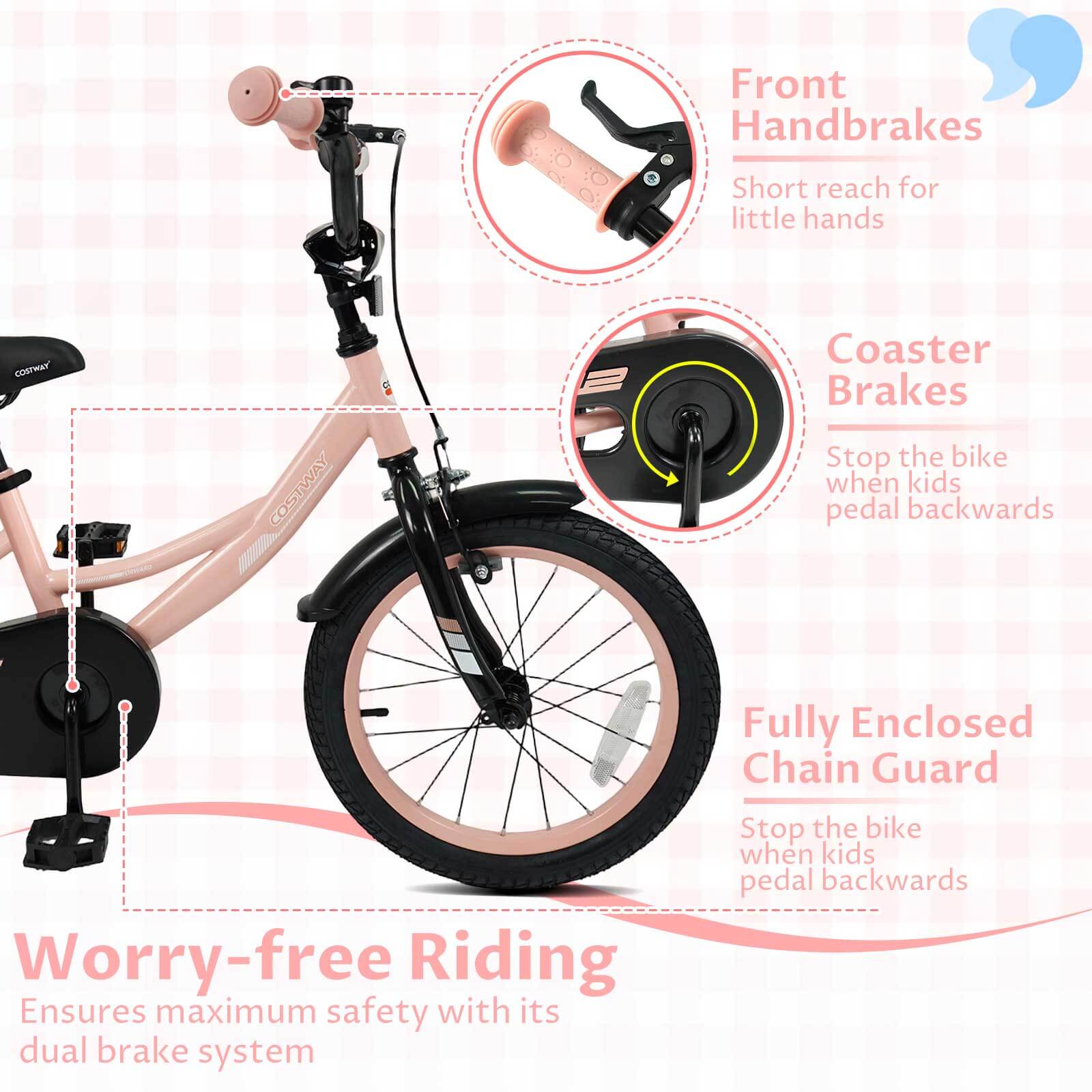 Costway 16-Inch Kids Bike with Training Wheels and Dual Brakes photo 7