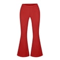 thumbnail image 3 of Hngshg Plus Size Flared Capris for Women Yoga Slim Strenchy Ruffle Hem Solid Color Trendy Pants Summer Athletic Workout Trousers, 3 of 6