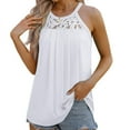 thumbnail image 5 of ALLLIST Spring Tops for Women White Solid Lace Crew Neck Sleeveless Backless Tank Tops Tank Top for Women XL, 5 of 9