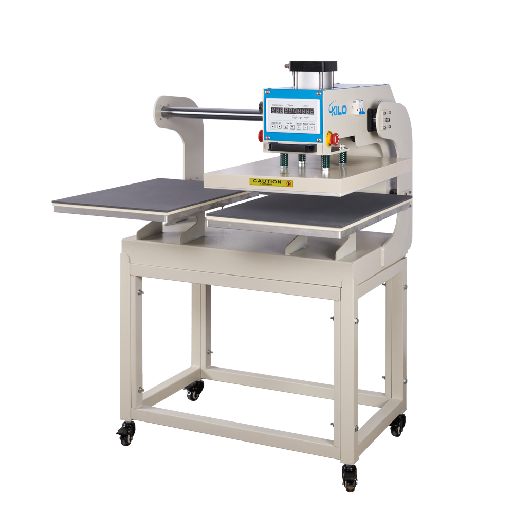 Heat Press Machine 16" x24" Up Sliding Dual Platen Heat Press Machine, Pneumatic Infrared Positioning Heat Press Machine, White+Blue