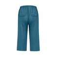 thumbnail image 6 of Plus Size Linen Capri Pants for Women with Pockets,Summer Breathable Loose Fit Wide Leg Flowy Work Trouser with Drawstring, 6 of 6