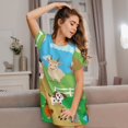 thumbnail image 3 of Balery Chemise de Nuit à Manches Courtes pour Femmes Motif Animaux de la Ferme Col Rond Mignonne Robe de Nuit Confortable Robe de Détente, 3 of 6