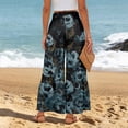thumbnail image 5 of Women’s Casual Pants Flared Leg Wide Leg with Ties Ruffle Harem Palazzo Pants with Pockets Dark Gray M, 5 of 5