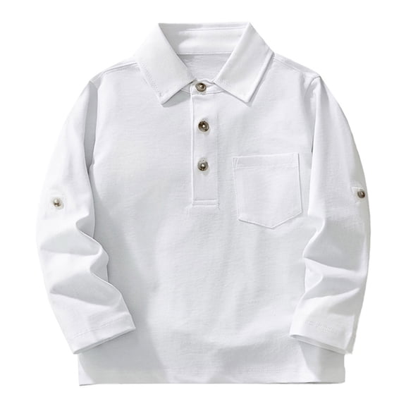 Mnyotv Fall Clothes Back to School Outfits for Girls Boys Casual Unisex Long Sleeve Uniform Shirts with Chest Pockets Size 4-5 Y
