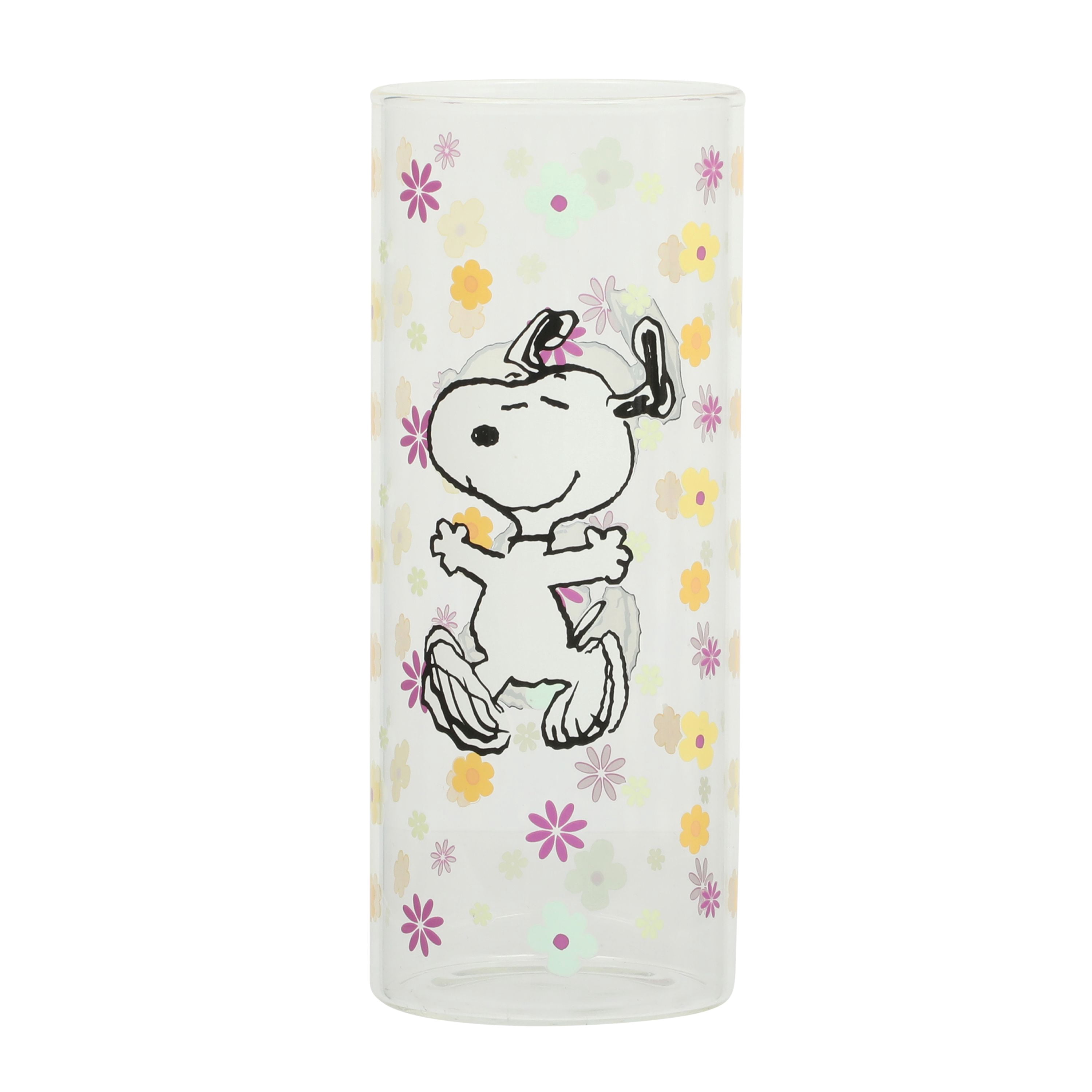 Peanuts Snoopy 22oz Glass Sipper Floral Cup