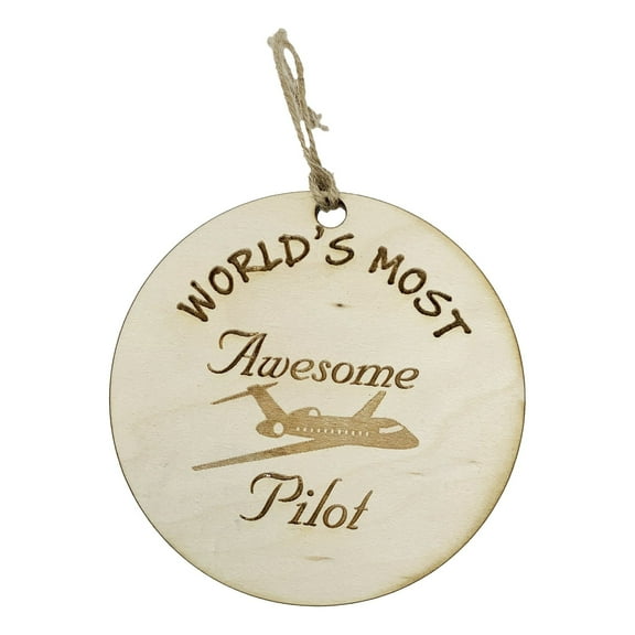 Worlds most Awesome Pilot - Ornament - Raw Wood