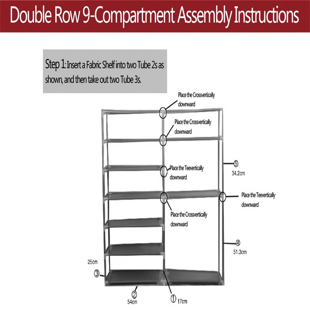 Kepooman Double Rows Non-woven Fabrics & Steel Shoe Rack Organizer, Coffee Kepooman Double Rows Non-woven Fabrics & Steel Shoe Rack Organizer, Coffee