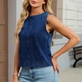 thumbnail image 6 of Sheghy Tank Tops for Women Summer Denim Crew Neck Tank, Solid Straight Fit Sleeveless Casual Top Dark Blue S, 6 of 8
