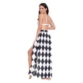 thumbnail image 3 of FORMRS Womens Long Sarong Beach Wrap Semi-Sheer Bikini Skirt Bathing Swimsuit Cover Up, Black and White Geometric, 3 of 7