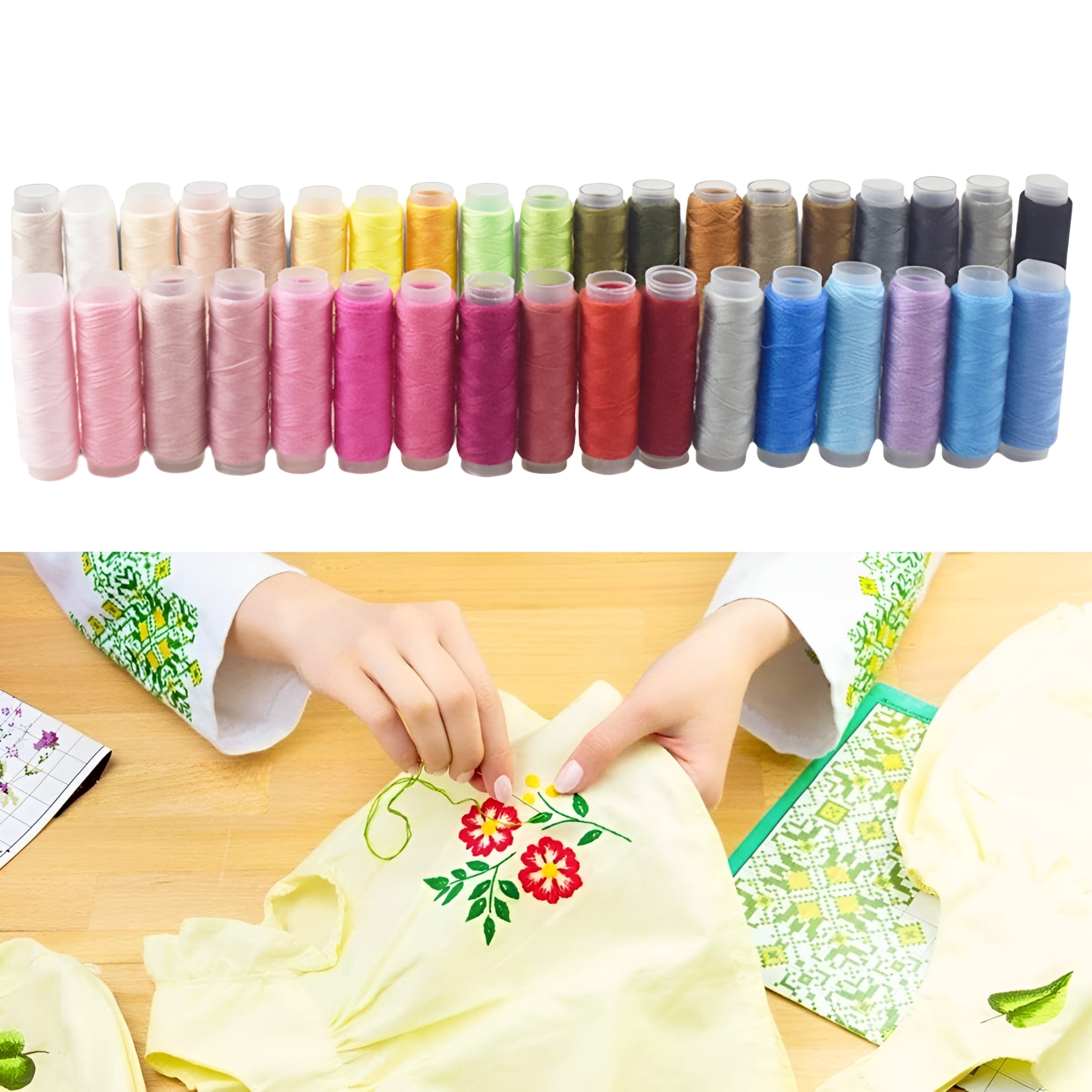 AUQ 2026 New 36Pc Assorted Silk Thread Sewing Threads Spools Multipurpose Sewing Assorted Set for Embroidery,Quilting,Stitching,Crafts,Sewing Projects.