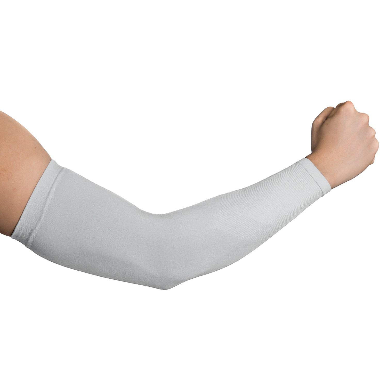 Warm Arm Sleeves Cover UV Sun Protection Outdoor Sports Gym Unisex White 